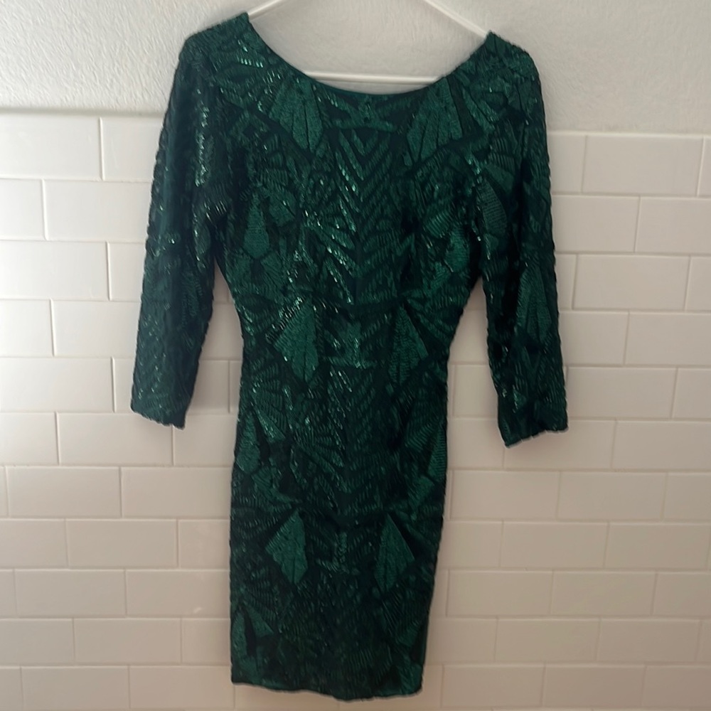 Hunter, green sequin dress